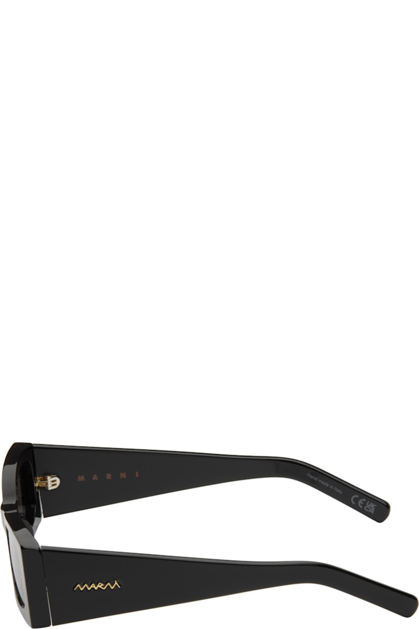 Handcrafted rectangular acetate-frame sunglasses in black.

· Gray lenses
· 100% UV protection, category 3
· Integrated nose pads
· Gold-tone logo hardware at temples
· Includes pouch
· Size: 56.16 145

Supplier color: Black