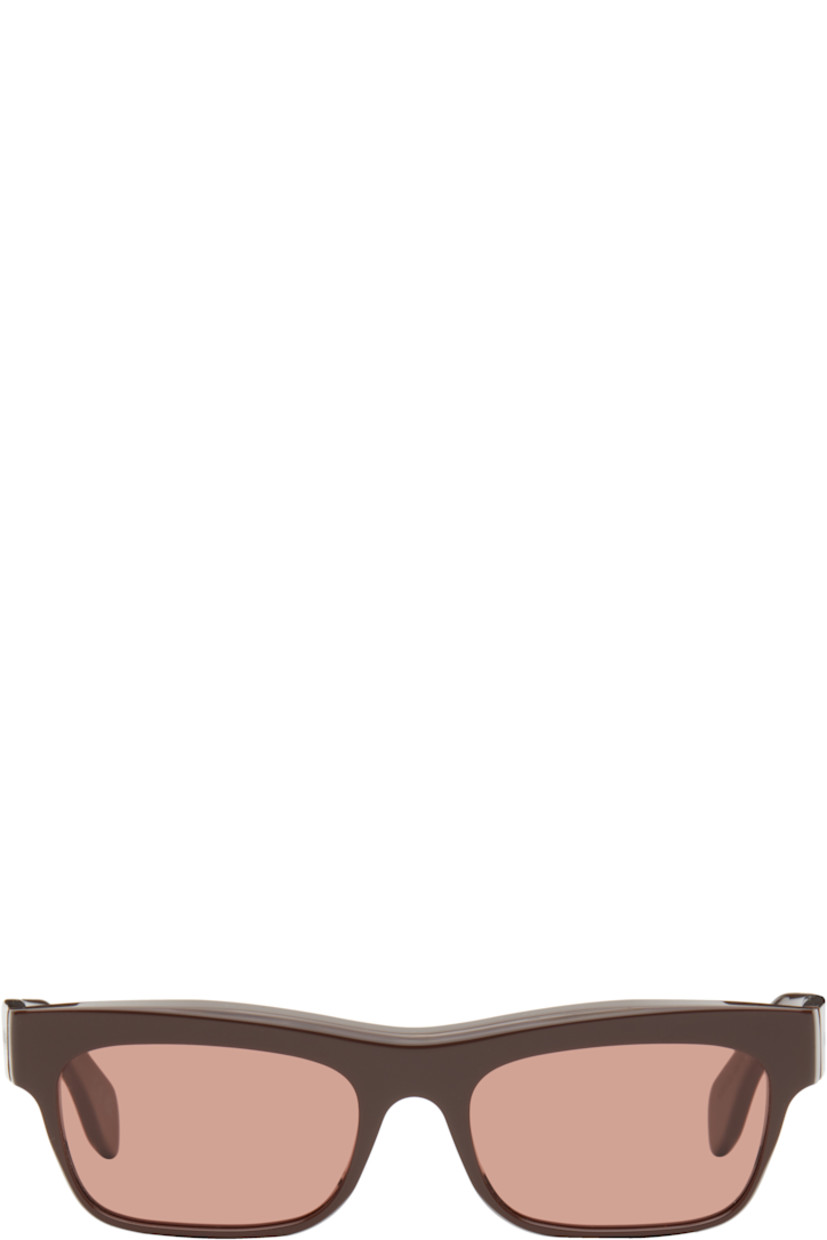 Handcrafted rectangular acetate-frame sunglasses in brown.

· Pink lenses
· 100% UV protection, category 2
· Integrated nose pads
· Logo etched at temples 
· Includes pouch
· Size: 55.19 145

Supplier color: Brown
