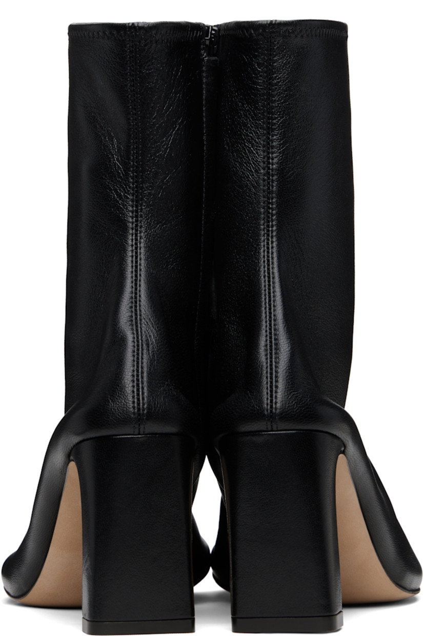 Ankle-high grained nappa lambskin boots in black.

· Square cleft toe
· Elasticized collar
· Zip closure at inner side
· Jersey lining 
· Covered block heel with rubber injection
· Calfskin nubuck sole
· Heel: H3"

Available exclusively at SSENSE.

Supplier color: Black