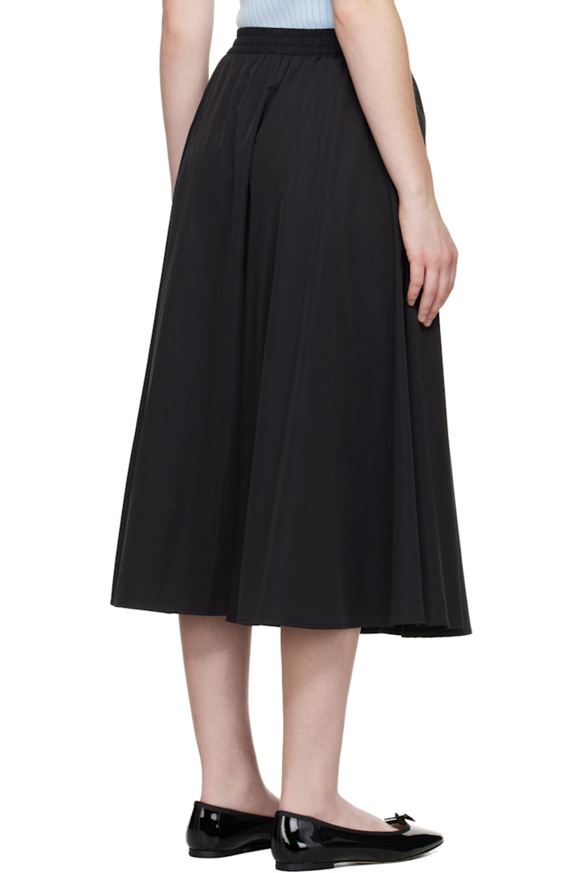 Cotton-blend satin midi skirt. 

· Drawstring at elasticized waistband
· Two-pocket styling
· Embroidered logo patch at waist
· Logo-woven twill trim at side seams

Supplier color: Black
