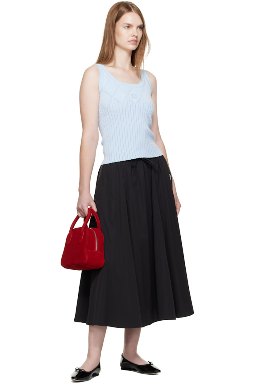 Cotton-blend satin midi skirt. 

· Drawstring at elasticized waistband
· Two-pocket styling
· Embroidered logo patch at waist
· Logo-woven twill trim at side seams

Supplier color: Black