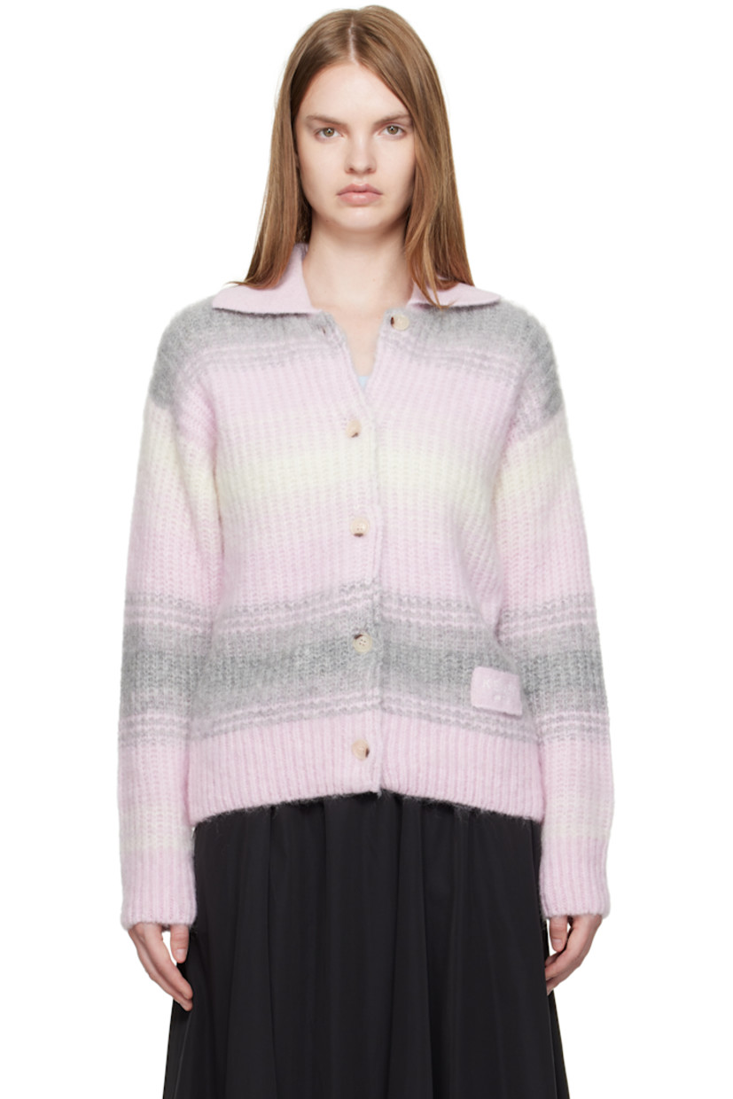 Brushed rib-knit alpaca-blend cardigan. 

�· Jacquard stripes throughout 
· Spread collar 
· Button closure
· Logo patch at front hem 
· Dropped shoulders

Supplier color: Pastel pink