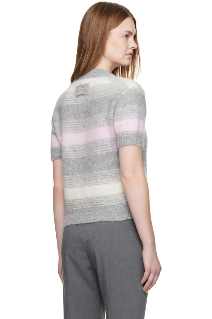 Brushed-knit alpaca-blend sweater.

· Jacquard stripes throughout 
· Rib-knit crewneck, hem, and cuffs
· Logo patch at back collar 

Supplier color: Pale grey