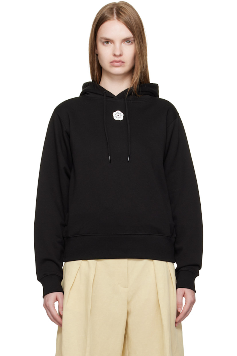 French terry hoodie. 

· Drawstring at hood
· Logo graphic printed at chest and back
· Seam pockets at waist
· Rib-knit hem and cuffs

Supplier color: Black