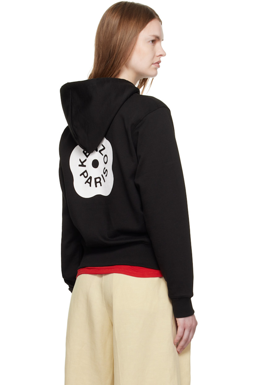 French terry hoodie. 

· Drawstring at hood
· Logo graphic printed at chest and back
· Seam pockets at waist
· Rib-knit hem and cuffs

Supplier color: Black