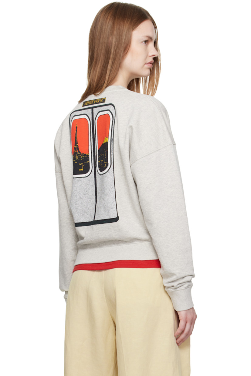 French terry sweatshirt.

· Rib-knit crewneck, hem, and cuffs
· Graphic printed at chest and back
· Logo printed at back collar 

Supplier color: Pale grey