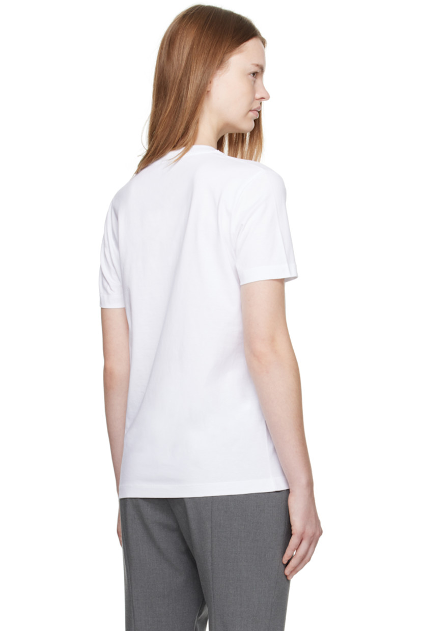 Cotton jersey T-shirt. 

· Rib-knit crewneck
· Logo graphic printed at front 

Supplier color: White