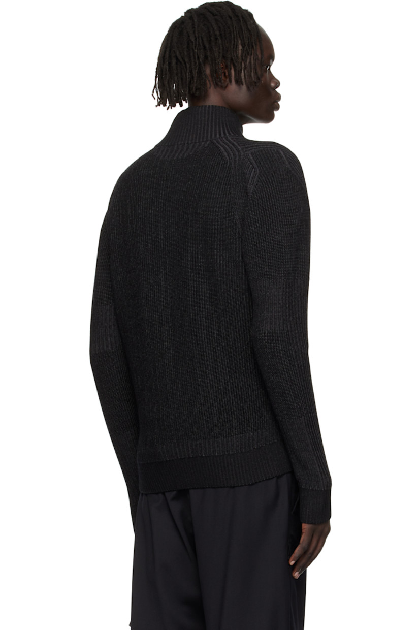 Rib-knit cotton-blend cardigan.

· Stand collar
· Two-way zip closure
· Embroidered logo patch at chest

Supplier color: Black