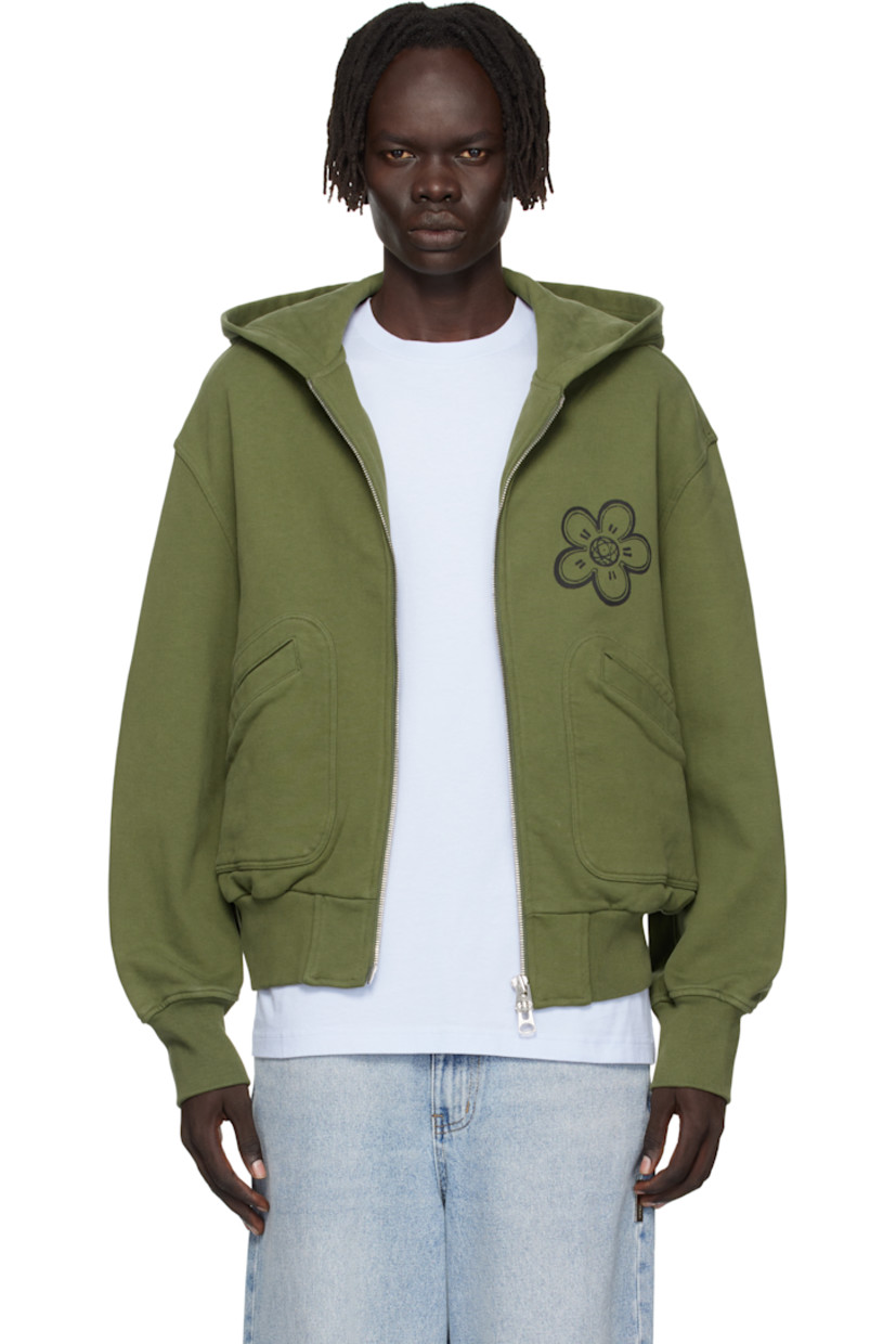 Stretch GOTS-certified organic cotton French terry hoodie.

· Two-way zip closure
· Logo printed at chest and back
· Patch pockets at front
· Rib-knit hem and cuffs
· Text printed at back

Part of the Kenzo x Futura 2000 collaboration.
 
Supplier color: Khaki