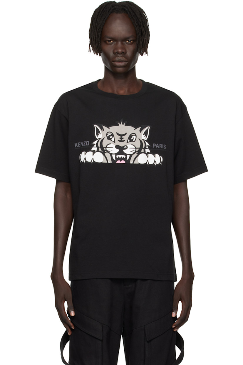 GOTS-certified organic cotton jersey T-shirt.

· Rib-knit crewneck
· Logo printed at front
· Graphic printed at front and back

Supplier color: Black