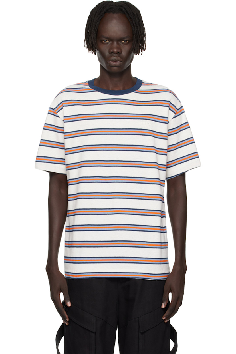 Cotton- and linen-blend jersey T-shirt.

· GOTS-certified organic cotton
· Stripes throughout
· Rib-knit crewneck
· Logo embroidered at chest

Supplier color: Off white