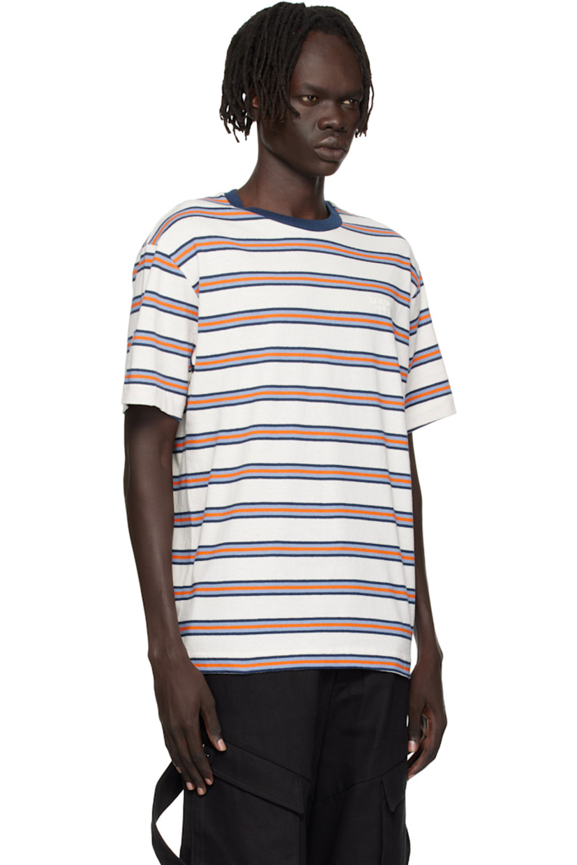 Cotton- and linen-blend jersey T-shirt.

· GOTS-certified organic cotton
· Stripes throughout
· Rib-knit crewneck
· Logo embroidered at chest

Supplier color: Off white