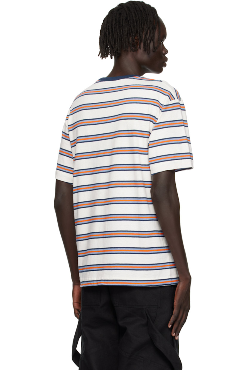Cotton- and linen-blend jersey T-shirt.

· GOTS-certified organic cotton
· Stripes throughout
· Rib-knit crewneck
· Logo embroidered at chest

Supplier color: Off white