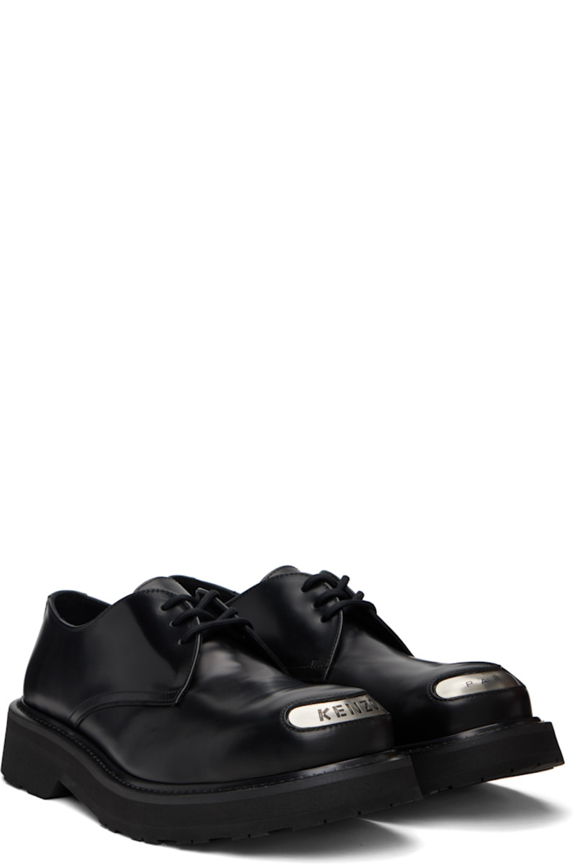Buffed calfskin derbys.

· Inset logo plaque at toe
· Lace-up closure
· Buffed leather lining
· Foam rubber midsole
· Treaded rubber sole

Supplier color: Black