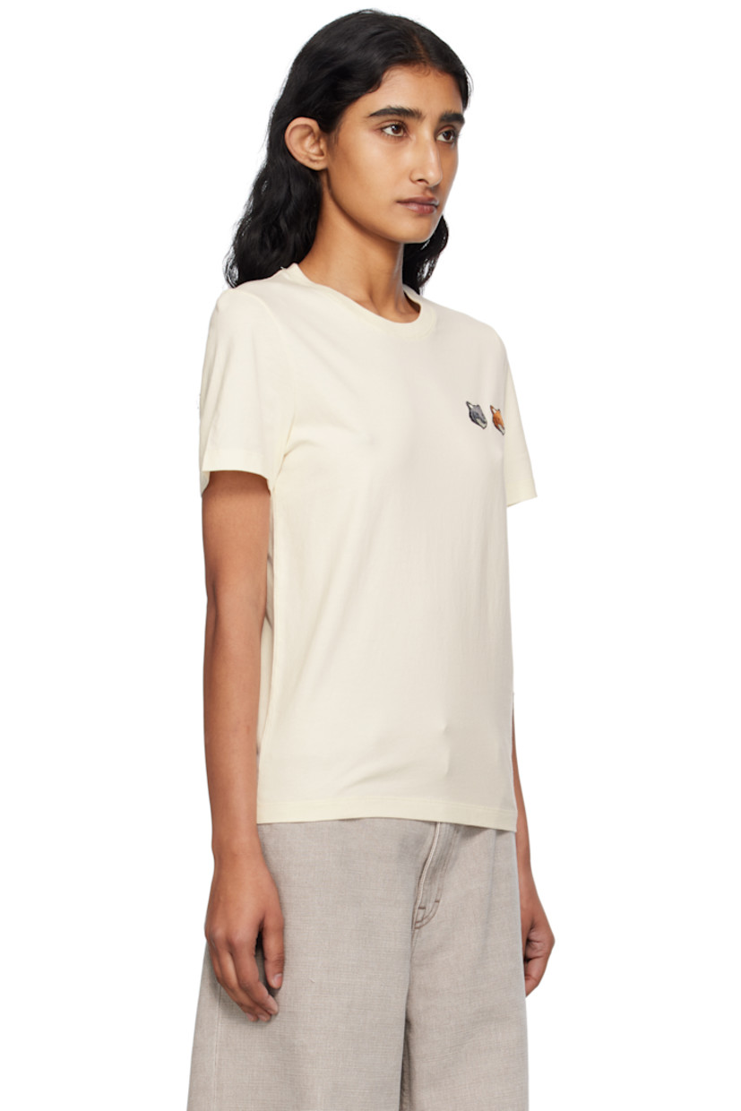Cotton jersey T-shirt.

· Rib-knit crewneck
· Embroidered logo patches at chest

Supplier color: Latte