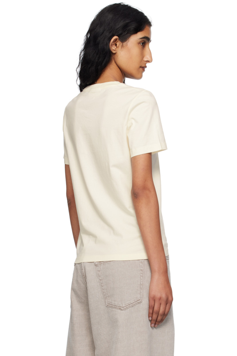 Cotton jersey T-shirt.

· Rib-knit crewneck
· Embroidered logo patches at chest

Supplier color: Latte