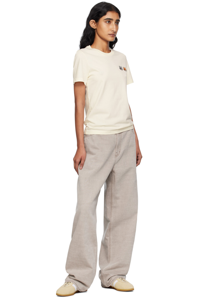 Cotton jersey T-shirt.

· Rib-knit crewneck
· Embroidered logo patches at chest

Supplier color: Latte