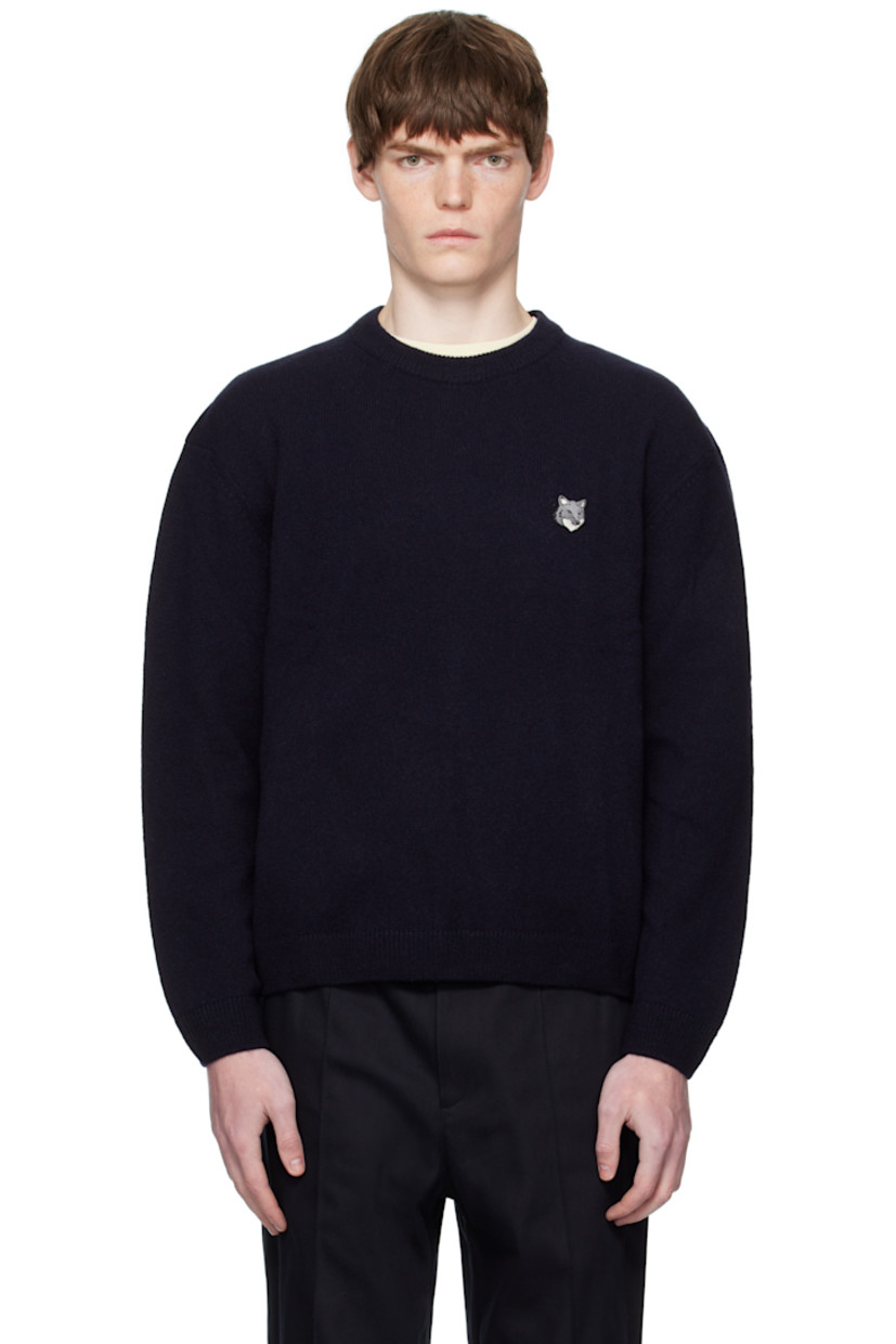 Knit lambswool sweater.

· Rib-knit crewneck, cuffs, and hem
· Logo patch embroidered at chest 

 Supplier color: Classic Navy