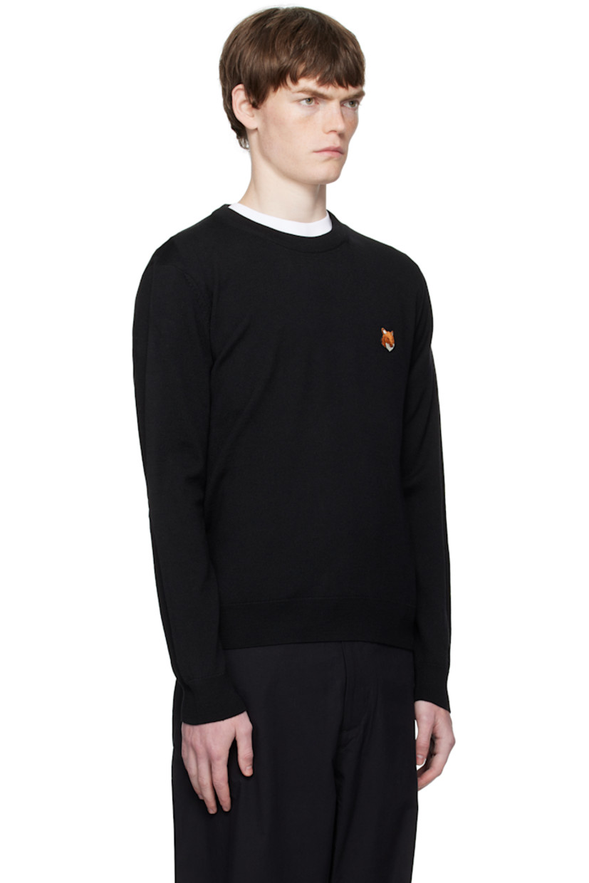 Knit wool sweater.

· Rib-knit crewneck, cuffs, and hem 
· Logo patch embroidered at chest

Supplier color: Black