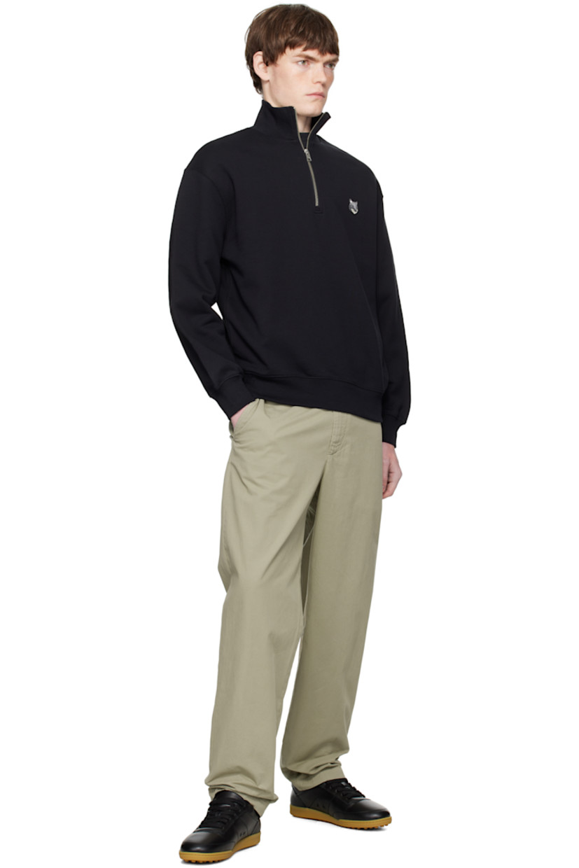 Cotton French terry sweatshirt. 

· Rib-knit stand collar, cuffs, and hem
· Half-zip closure
· Logo patch embroidered at chest

Supplier color: Black