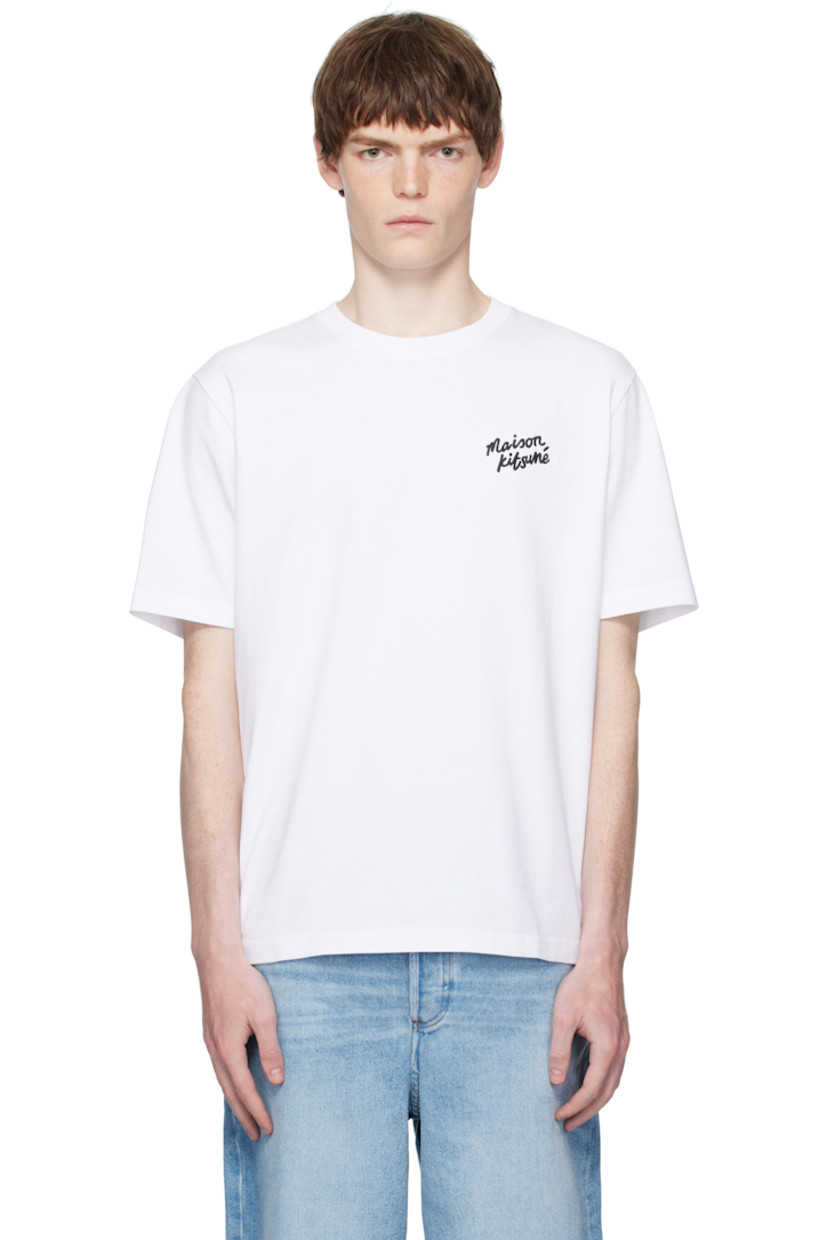Cotton jersey T-shirt.

· Rib-knit crewneck
· Logo embroidered at chest

Supplier color: White/Black