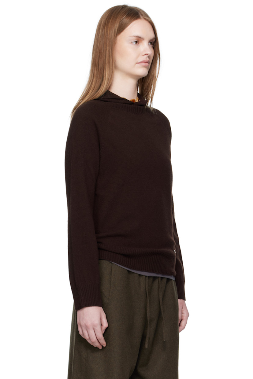 Brushed knit wool hoodie. 

· Logo hardware at front
· Rib-knit hem and cuffs
· Raglan sleeves

Supplier color: Leather