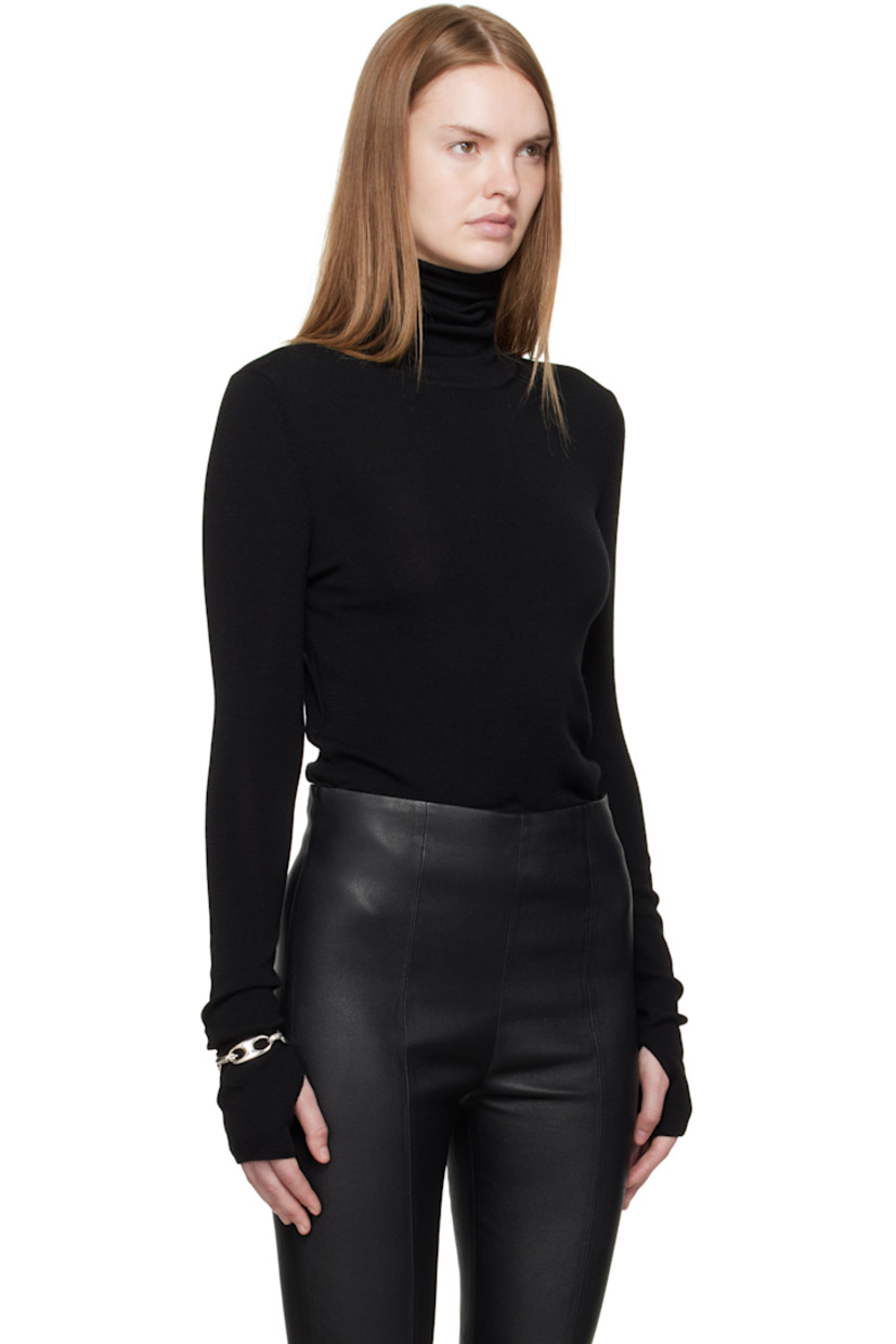 Knit wool- and cashmere-blend turtleneck.

· Rolled collar
· Thumbhole at cuffs

Supplier color: Black