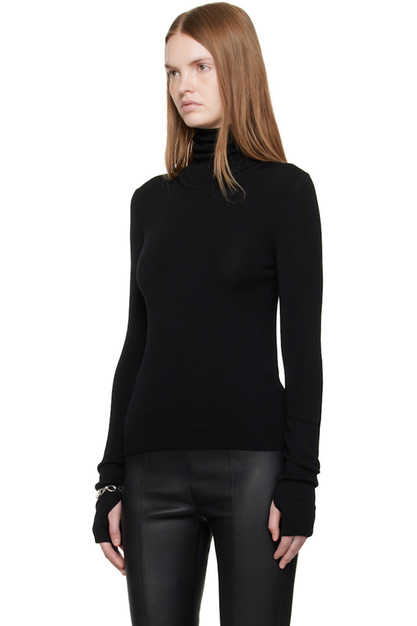 Knit wool- and cashmere-blend turtleneck.

· Rolled collar
· Thumbhole at cuffs

Supplier color: Black