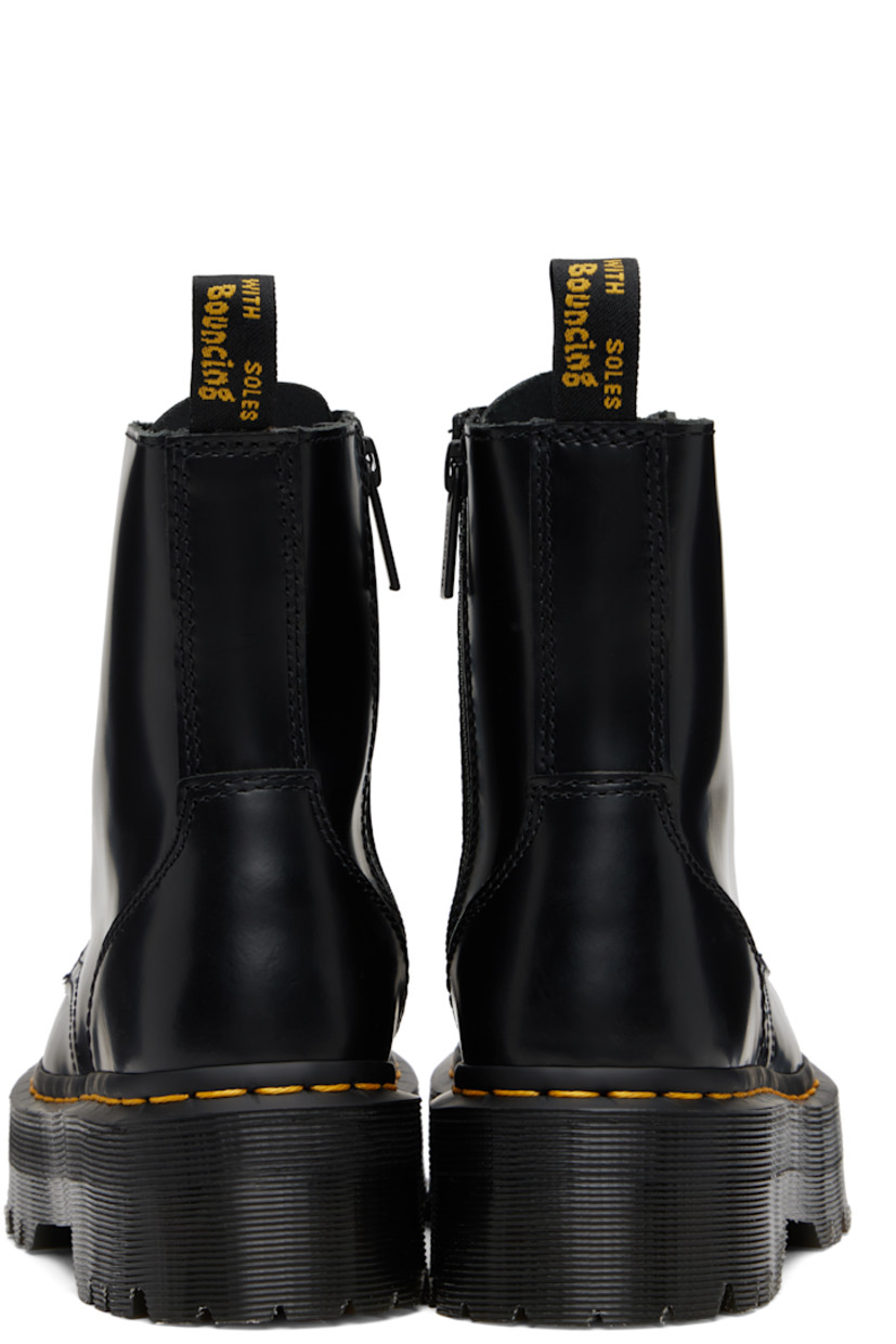 Ankle-high buffed leather boots.

· Lace-up closure
· Zip closure at inner side
· Pull-loop at heel collar
· Suede lining
· Yellow topstitching at heat-sealed Goodyear welt
· Treaded Air Cushion rubber platform sole
· Platform: H1.75"

Supplier color: Black polished smooth