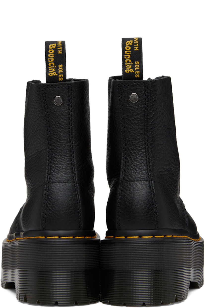 Ankle-high grained leather boots.

· Lace-up closure
· Logo-woven pull-loop at heel collar
· Suede lining
· Yellow topstitching at heat-sealed Goodyear welt
· Treaded Air Cushion rubber platform sole
· Platform: H2.25"

Supplier color: Black Pisa