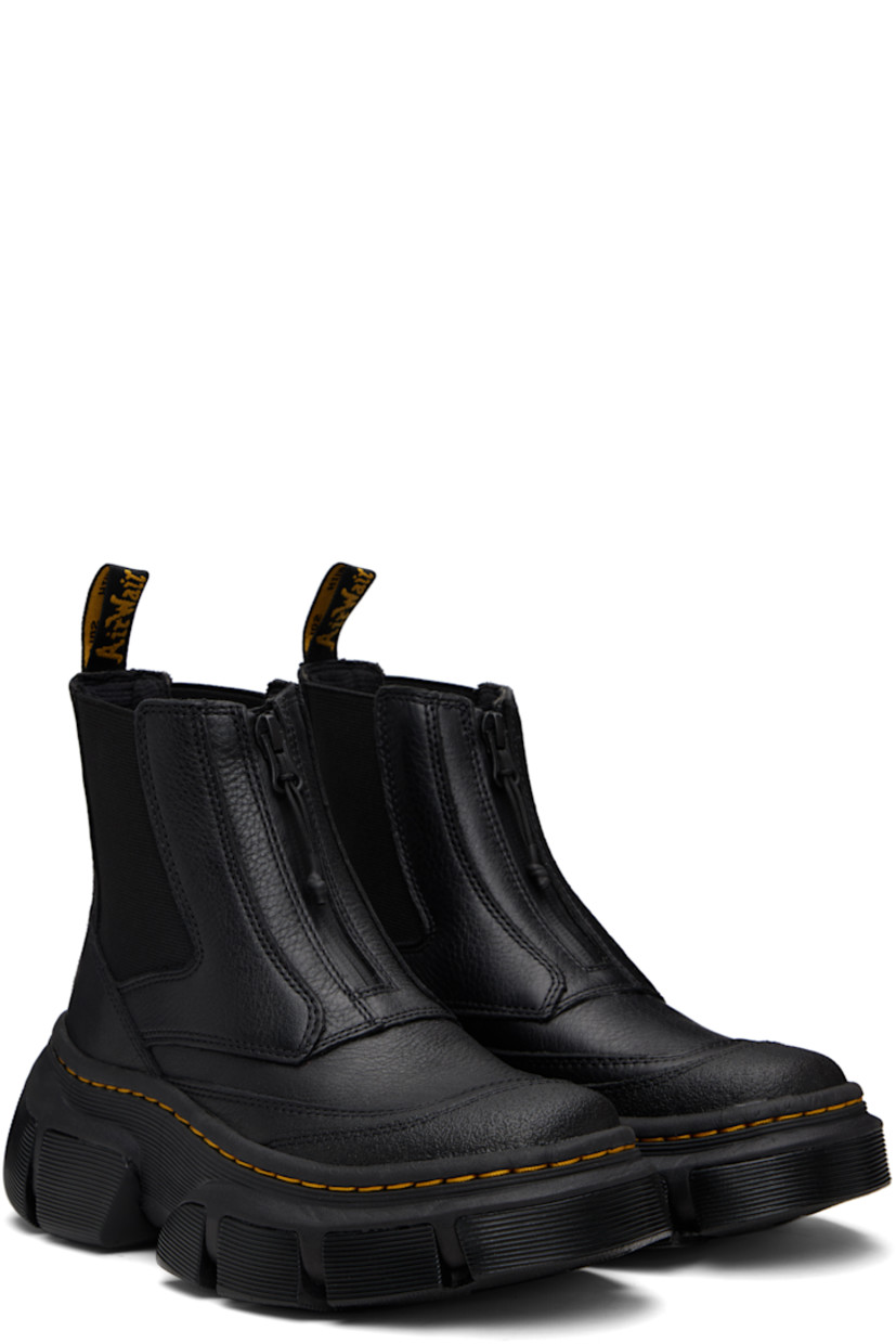 Ankle-high nappa leather Chelsea boots in black.

· Textured cap toe
· Zip closure
· Elasticized gusset at sides
· Pull-loop at heel collar
· Mesh lining
· Yellow topstitching at heat-sealed Goodyear welt
· Treaded Air Cushion rubber platform sole
· Platform: H2.25"

Supplier color: Black lunar