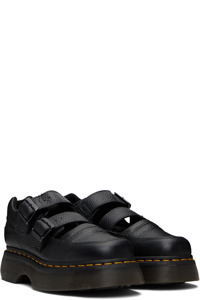 Grained leather Mary Jane-style loafers.

· Pin-buckle straps at vamp
· Padded collar
· Yellow topstitching at heat-sealed Goodyear welt
· Treaded Air Cushion rubber platform sole
· Platform: H1.75"

Supplier color: Black milled nappa