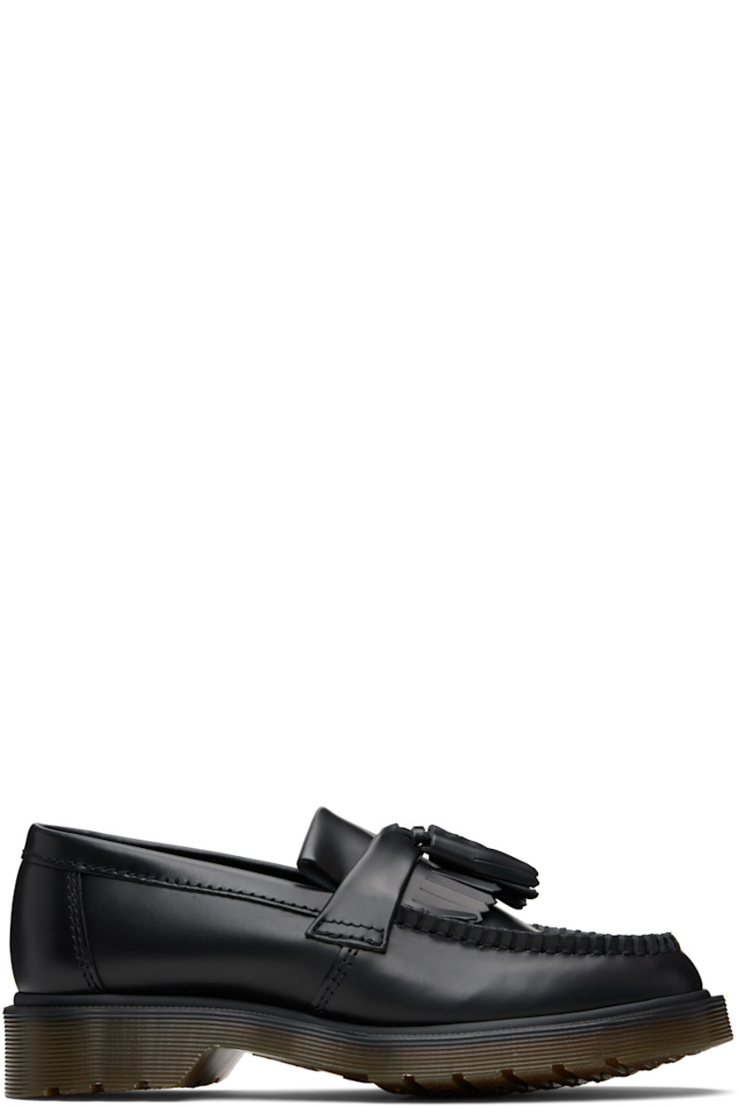 Buffed leather loafers.

· Moc toe
· Tassels and fringed trim at vamp
· Suede lining
· Heat-sealed Goodyear welt
· Treaded Air Cushion rubber sole

Supplier color: Black polished smooth