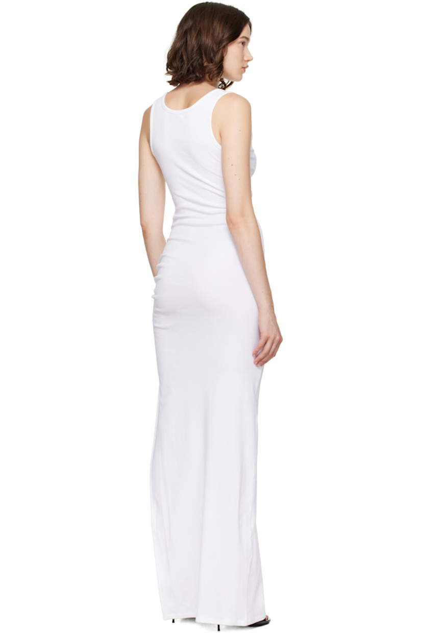 Rib-knit stretch cotton maxi dress.

· Scoop neck
· Logo hardware at shoulder and waist
· Offset slit at front
· Silver-tone hardware

Part of the La Vacanza collection.

Supplier color: White