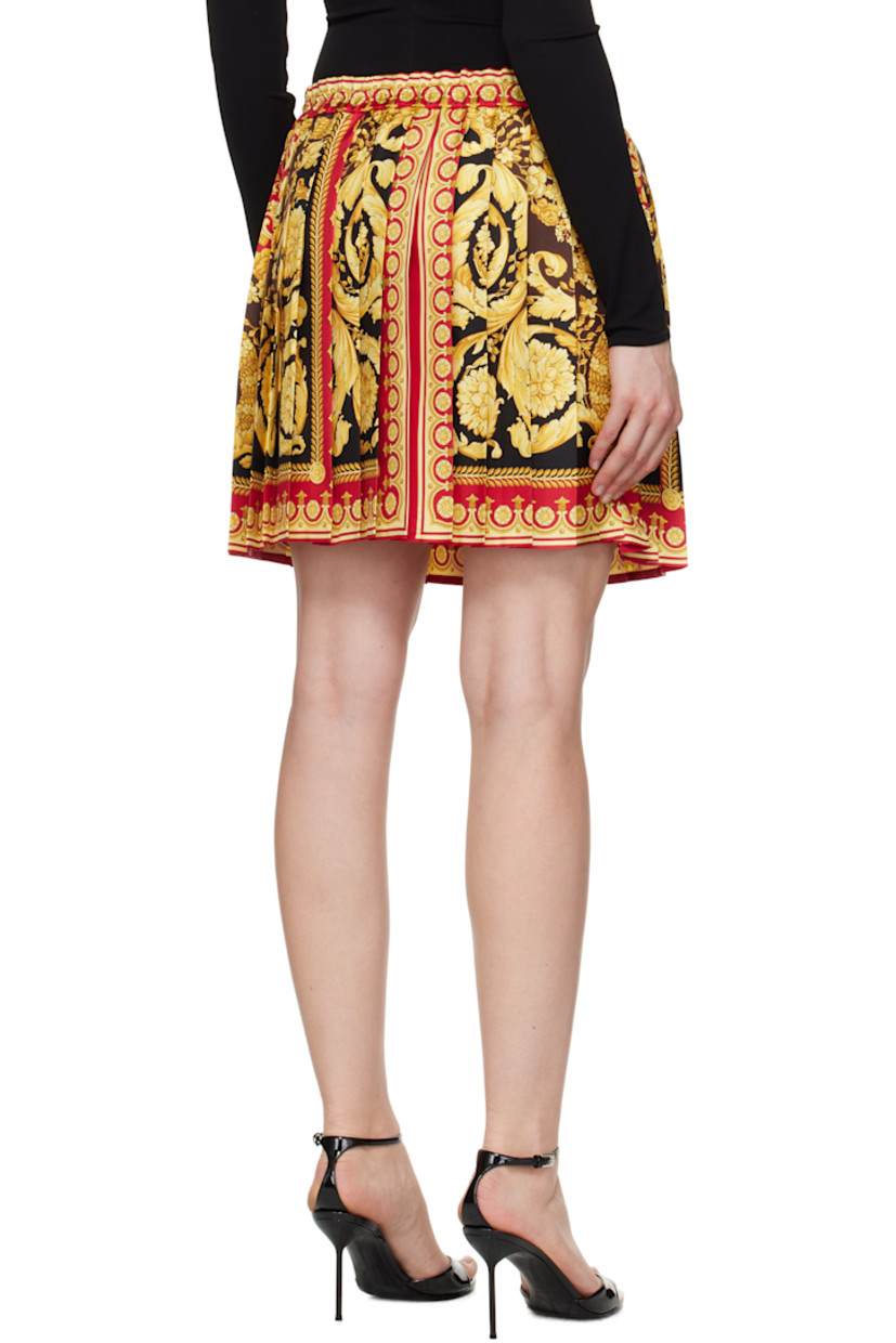 Pleated silk twill miniskirt.

· Graphic pattern throughout
· Elasticized waistband
· Vent at front hem
· Unlined

Supplier color: Black/Red