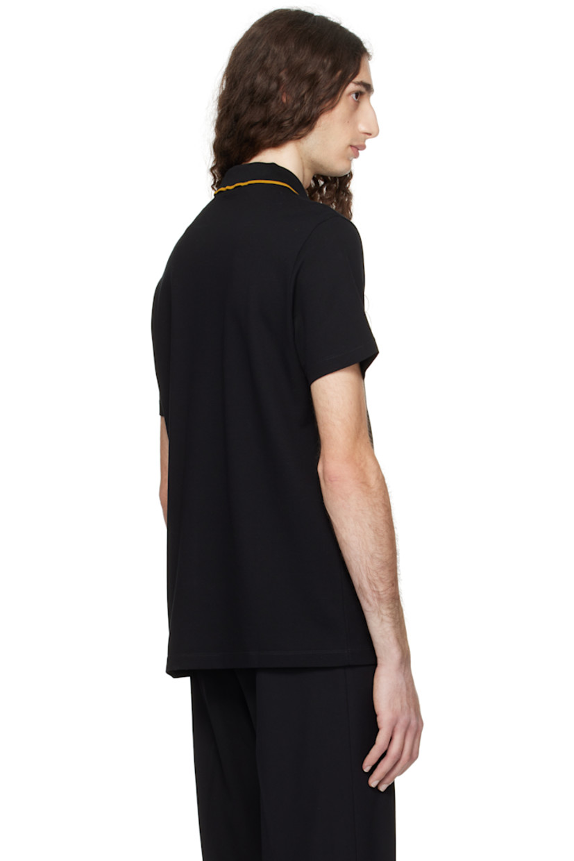 Cotton piqué polo. 

· Striped rib-knit spread collar
· Three-button placket 
· Embroidered logo graphic at chest

Supplier color: Black
