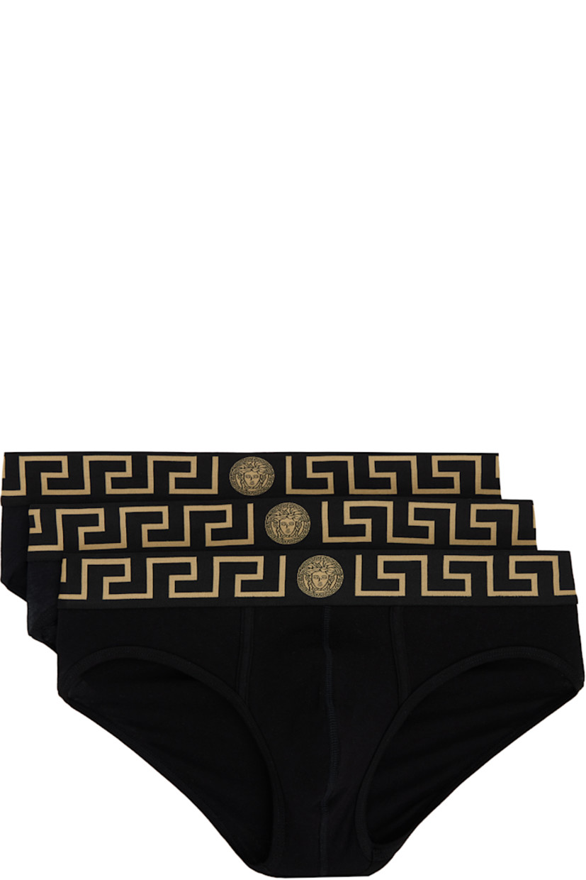 Pack of three stretch cotton jersey briefs. Logo-patterned elasticized waistband.

Supplier color: Black