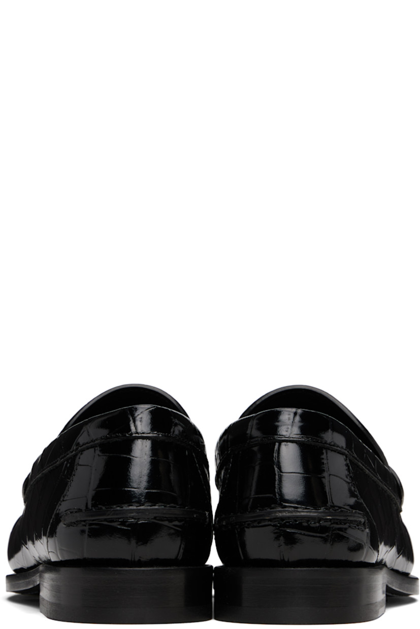Croc-embossed polished calfskin loafers.

· Gathering at moc toe
· Medusa hardware at vamp strap
· Pinched seam at heel counter
· Stacked leather heel
· Polished calfskin sole

Supplier color: Black/Gold