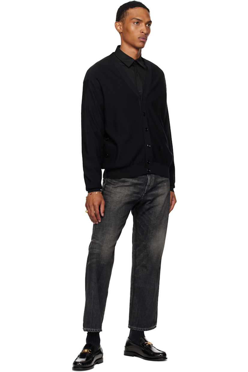 Polished calfskin loafers.

· Gathering at moc toe
· Medusa hardware at vamp strap
· Pinched seam at heel counter
· Stacked leather heel
· Polished calfskin sole

Supplier color: Black/Gold