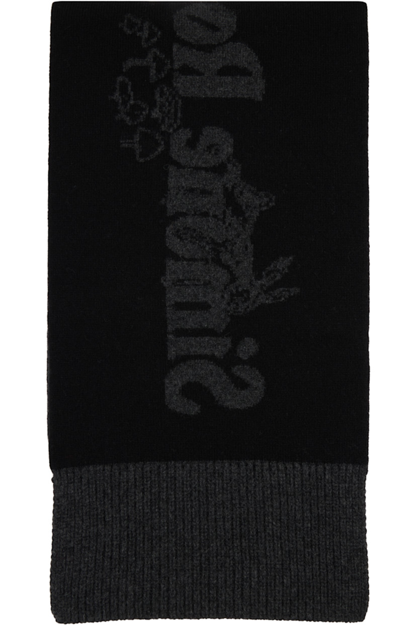Rectangular knit merino wool- and cashmere-blend scarf.

· Jacquard logos and graphics at length
· Rib-knit trim at ends
· L95" x W12"

Featuring artwork by Oscar Torrans.

Supplier color: Black/Charcoal