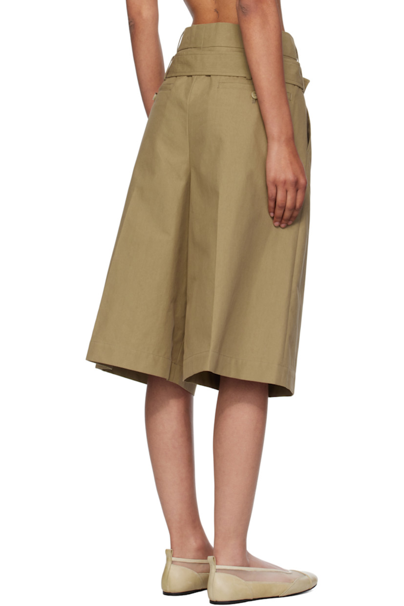 Cotton- and nylon-blend canvas shorts.

· Wide-leg
· High-rise
· Detachable cinch belt at dual belt loops
· Four-pocket styling
· Zip fly
· Pleats at front
· Creased legs

Supplier color: Stone