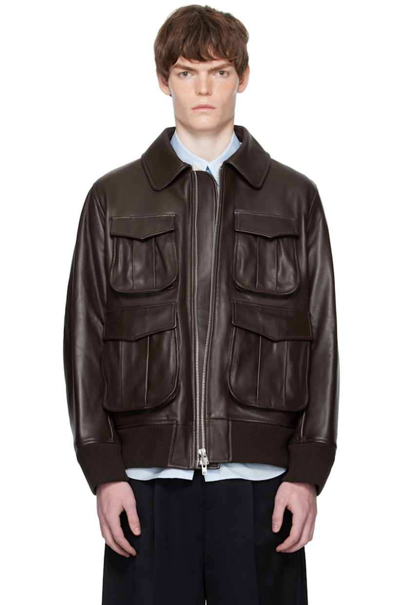 Padded buffed nappa lambskin jacket.

· Spread collar
· Two-way zip closure
· Bellows pockets at front
· Rib-knit merino wool hem and cuffs
· Welt pocket at interior
· Full satin lining

Supplier color: Chocolate