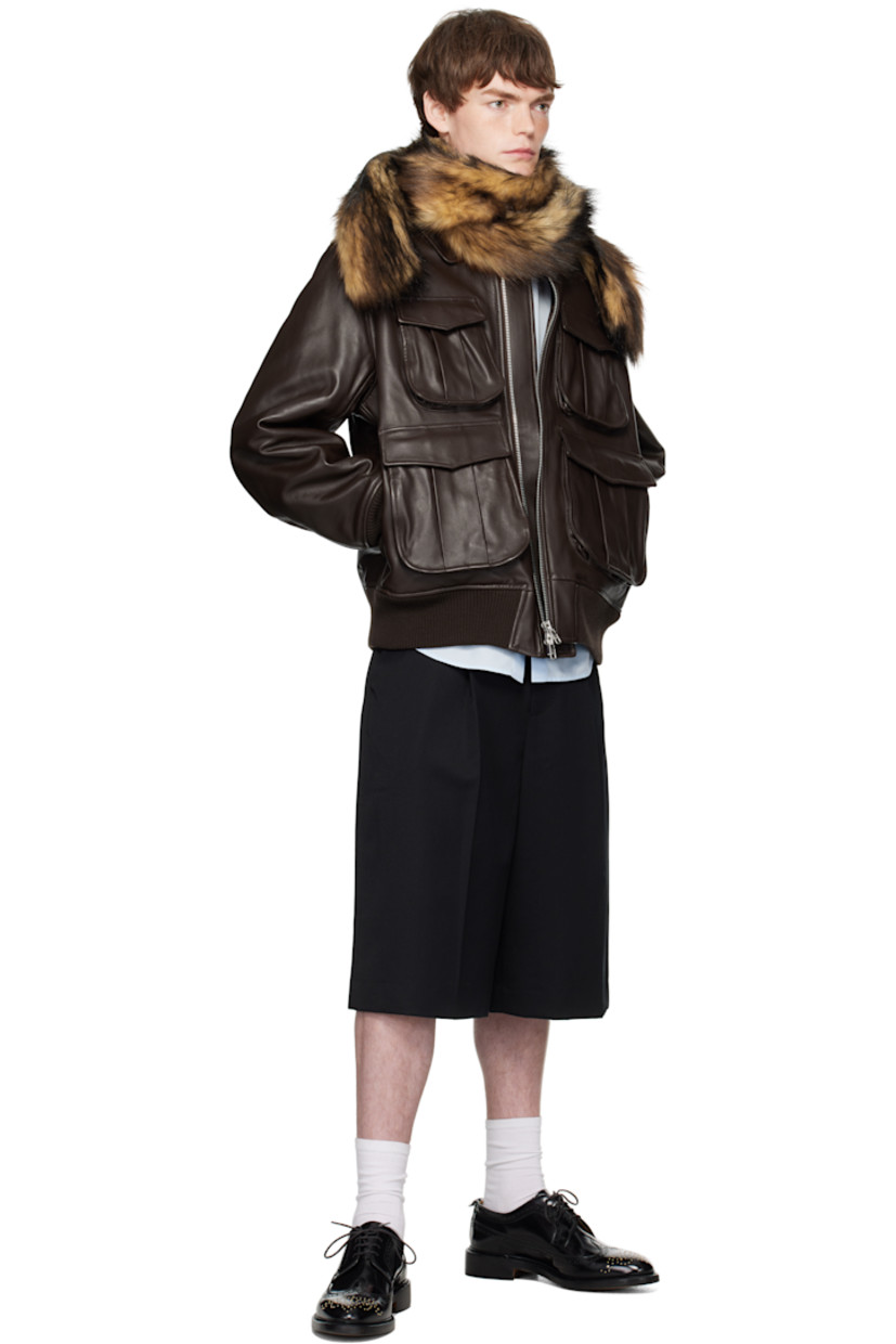 Padded buffed nappa lambskin jacket.

· Spread collar
· Two-way zip closure
· Bellows pockets at front
· Rib-knit merino wool hem and cuffs
· Welt pocket at interior
· Full satin lining

Supplier color: Chocolate