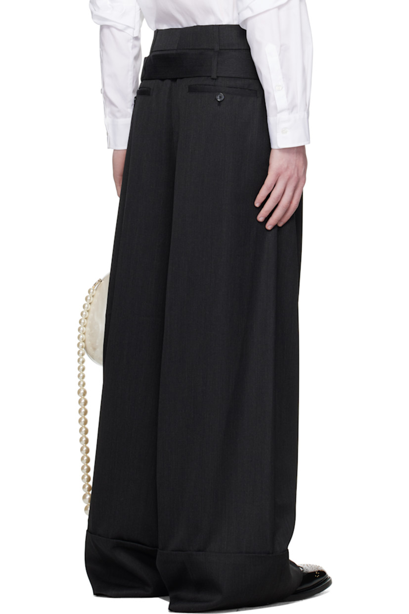 Virgin wool-blend venetian trousers.

· Wide-leg
· High-rise
· Belt loops and detachable pin-buckle belt
· Four-pocket styling
· Zip fly
· Pleats at front
· Creased legs
· Rolled cuffs

Supplier color: Charcoal