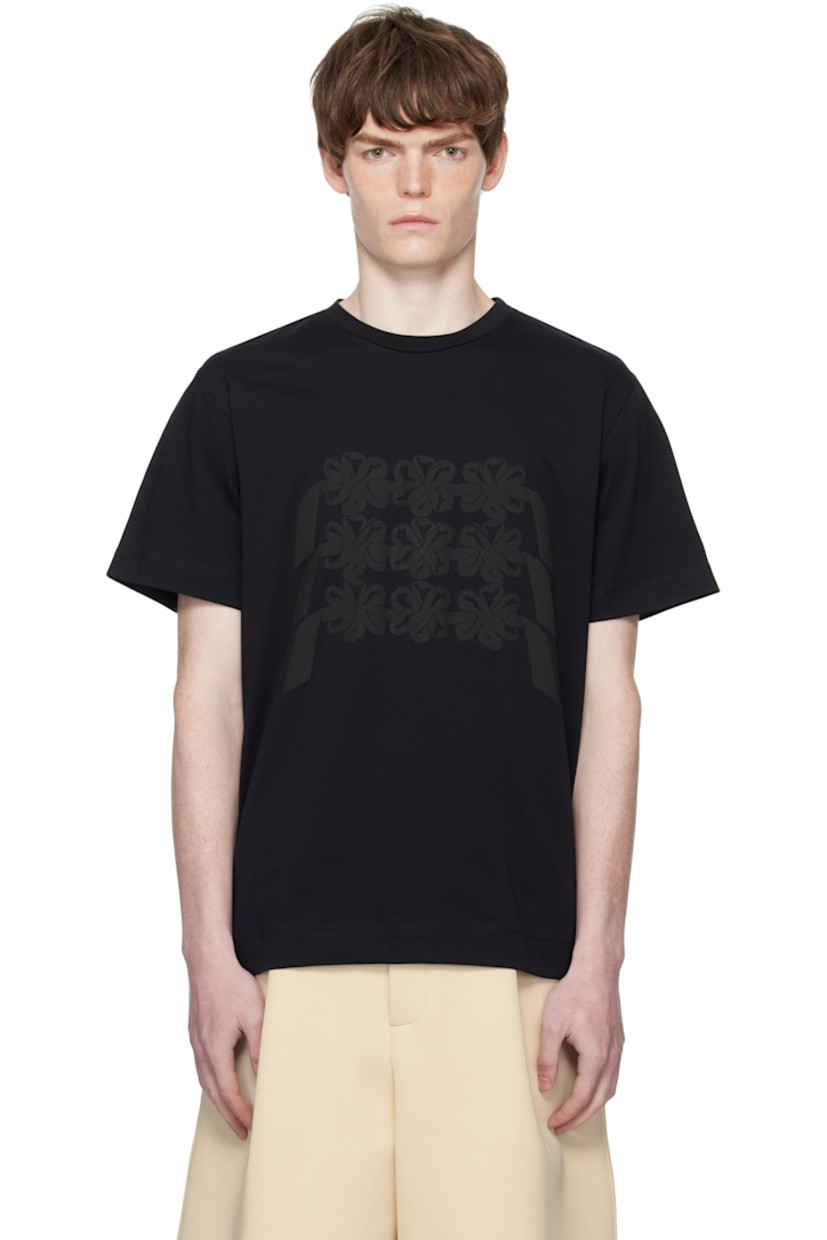 Cotton jersey T-shirt.

· Rib-knit crewneck
· Floral pattern bonded at front

Supplier color: Black/Black