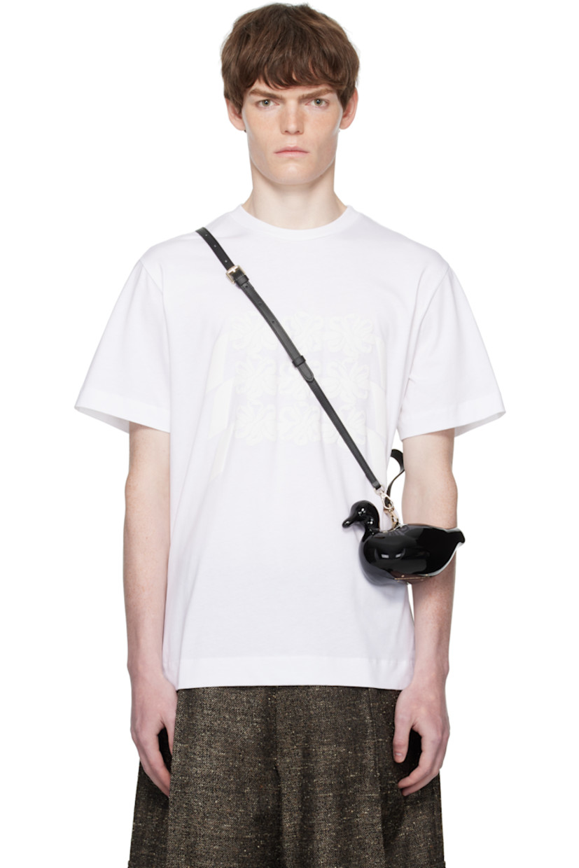 Cotton jersey T-shirt.

· Rib-knit crewneck
· Floral pattern bonded at front

Supplier color: White/White