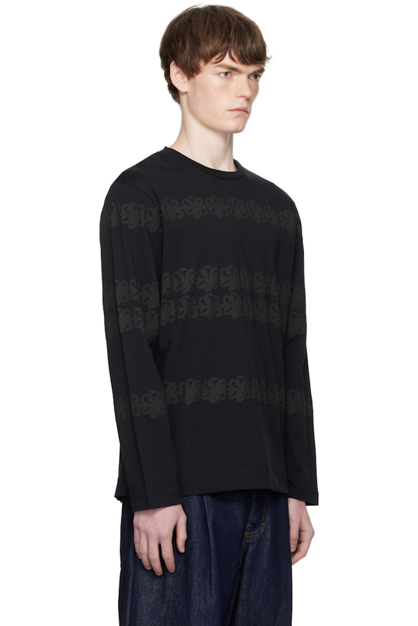 Cotton jersey T-shirt.

· Floral pattern bonded throughout
· Rib-knit crewneck

Supplier color: Black/Black