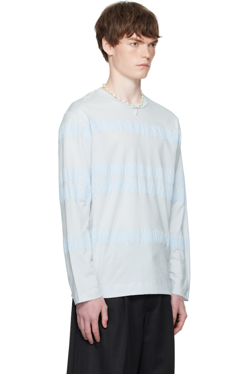 Cotton jersey T-shirt.

· Floral pattern bonded throughout
· Rib-knit crewneck

Supplier color: Baby blue/Baby blue