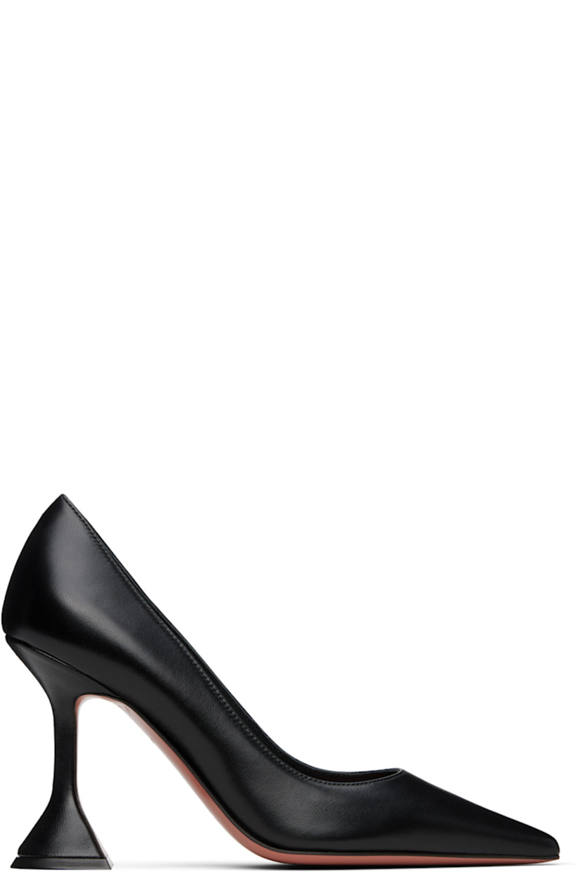 Grained nappa lambskin heels in black.

· Pointed toe
· Covered spool heel with rubber injection
· Polished leather sole with rubber injection
· Heel: H3.75"

Supplier color: Black nappa