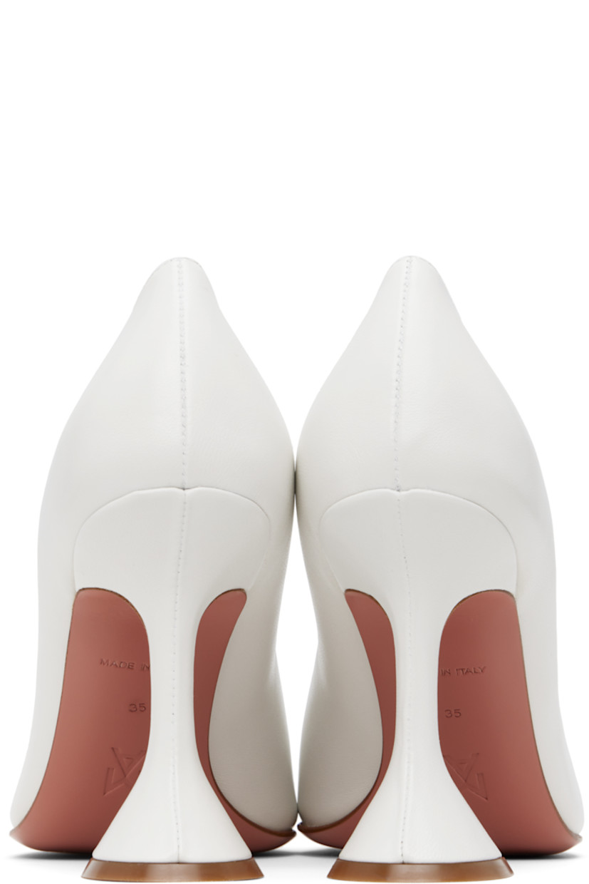 Grained nappa goatskin heels in white. 

· Pointed toe
· Covered spool heel with rubber injection
· Polished leather sole with rubber injection
· Heel: H3.75"

Supplier color: White nappa